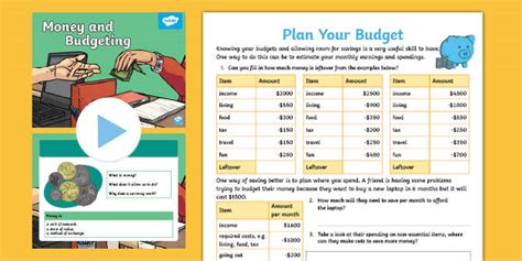 Money and Budgeting Lesson Pack (teacher made) .